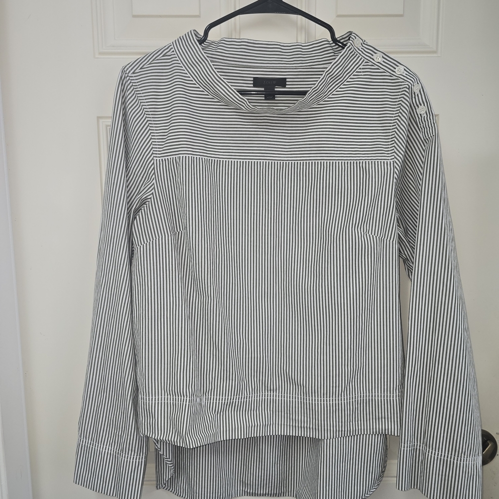 J. Crew Black and White Striped Button Down Shirt